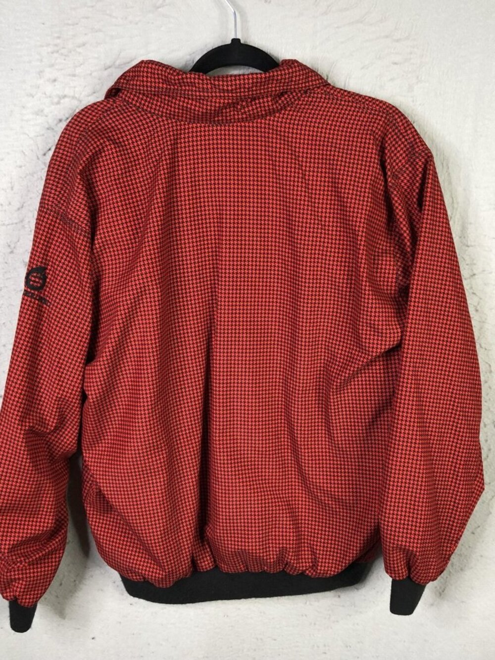 Vintage Sunderland Of Scotland Jacket Womens M Red Houndstooth Golf Windbreaker - Picture 2 of 16